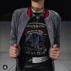 SOLD Silver Sparkle Varsity Jacket (size small)